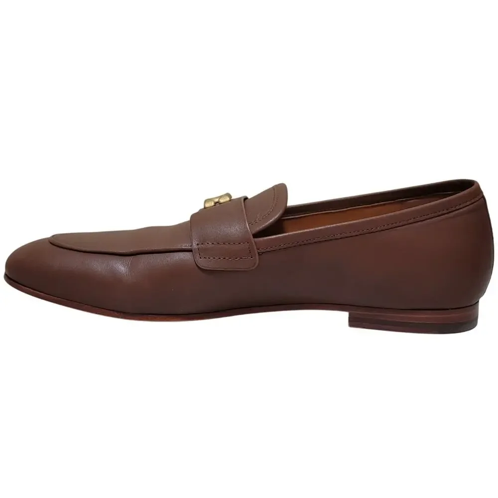 Coach Men Sculpt C Leather Slip On Penny Loafers Size US 9D Saddle Brown